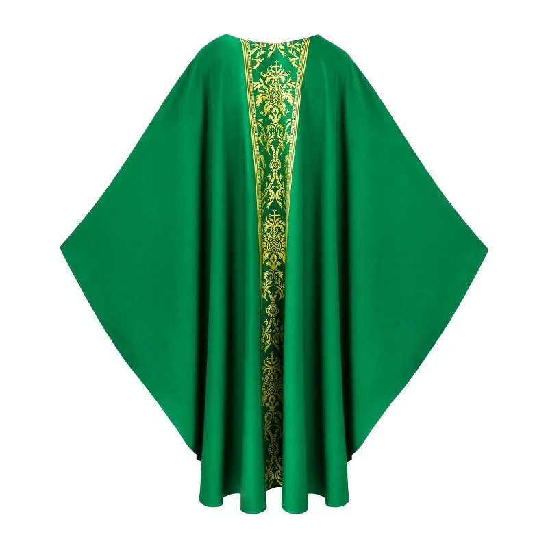 Male Priest Religious Robe Gothic Round Neck Solid Color