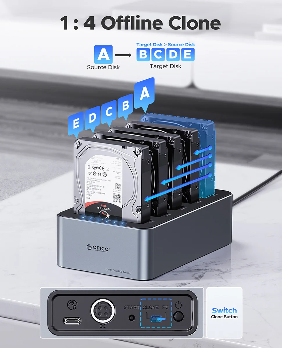 ORICO Hard Drive Docking Station Offline Clone SATA HDD