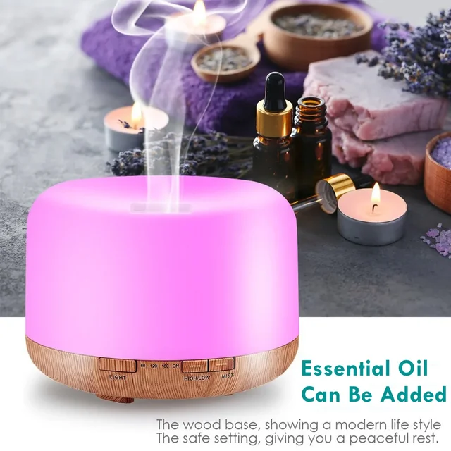 Mini Size Wood Grain Aroma Diffuser Usb Essential Oil Humidifier With Colorful Night Lights Air Humidifier Machine 500ml Home 4