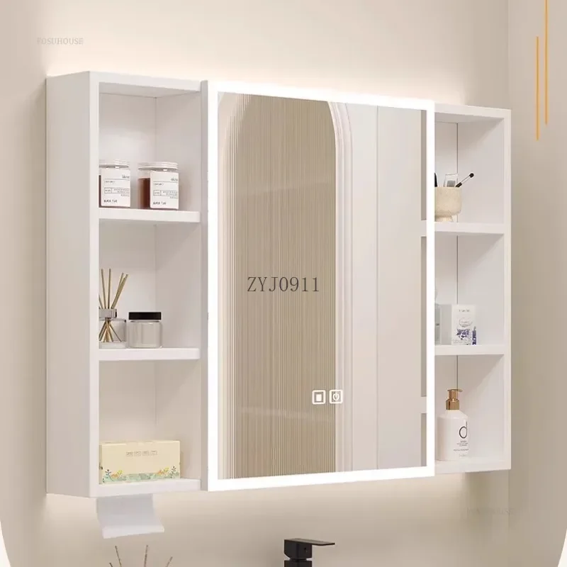 Modern Smart Bathroom Mirror Cabinet Space Aluminum Storage Rack High-definition Mirror Bathroom Wall-mounted Cabinets b