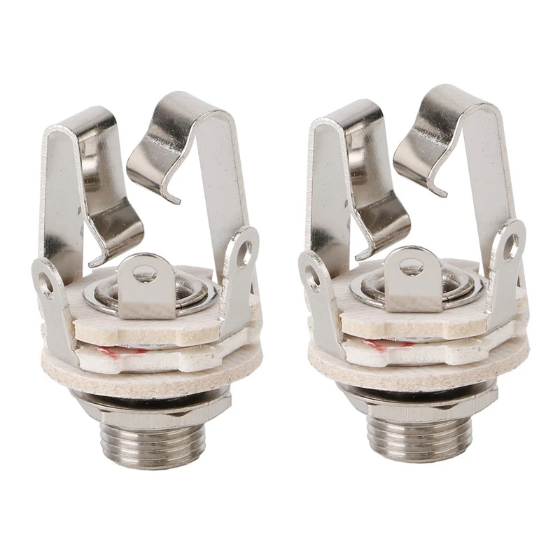 

2X Jack 6.5 Two-Channel Audio Cable Connector Plug Socket With A Switch Stereo 6.5 Female For Guitar