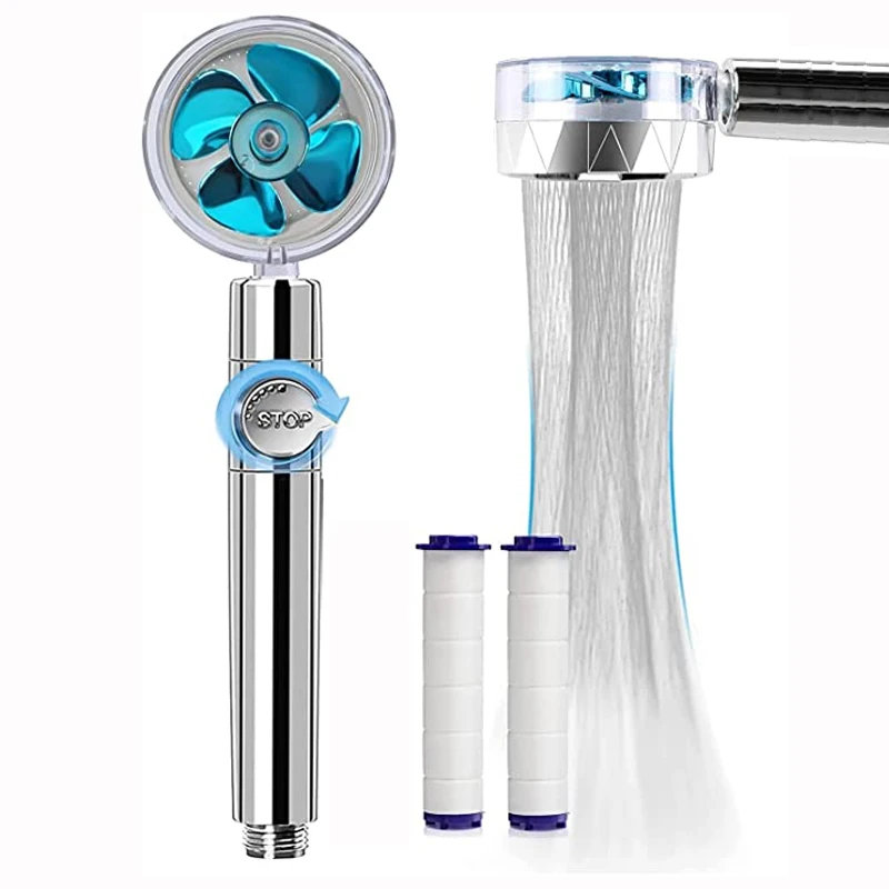 2PCPropellerShowerHeadHighPressureSet360RotateWithSmallFan