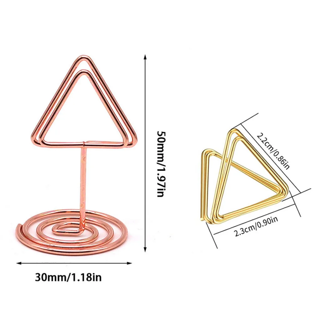 10pcs Metal Triangle Place Card Holders Photo Clip Stands for Wedding Birthday Party Home
