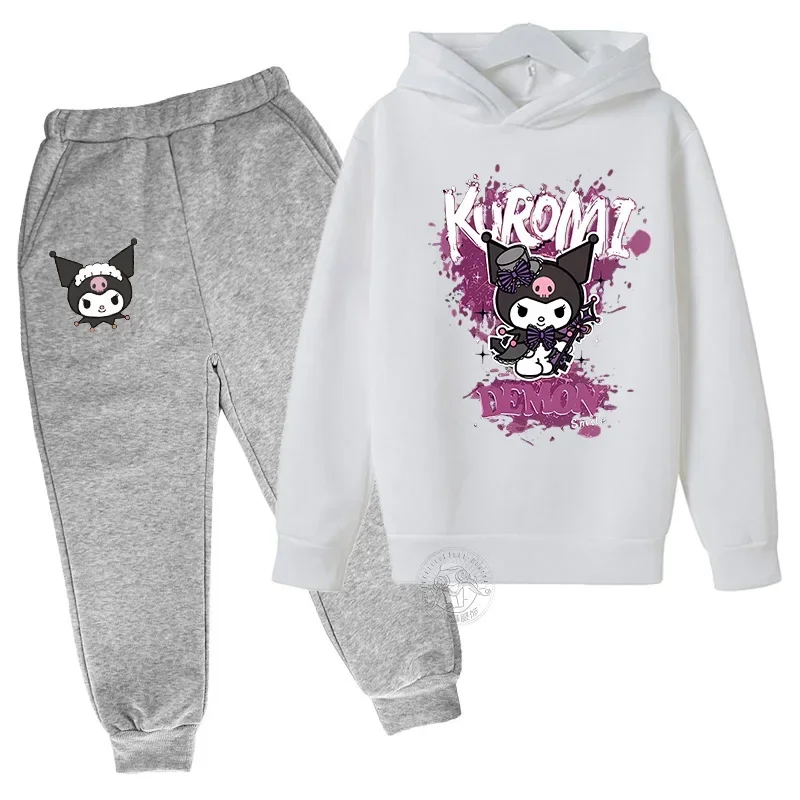 thumbnail image 1 of Conjunto de dos piezas de ropa infantil de Hello Kitty Kuromi, traje deportivo para niños y niñas de 3 a 14 años, traje informal de moda Kawaii para otoño, 1 of 5
