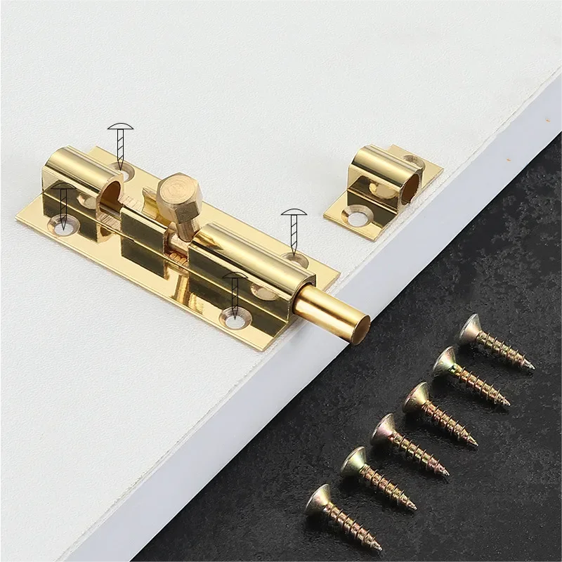 25mm Brass Door Latch Lock Solid Sliding Bolts Window Latch Hasp Home Hardware Gate Garden Toilet Safety with screw