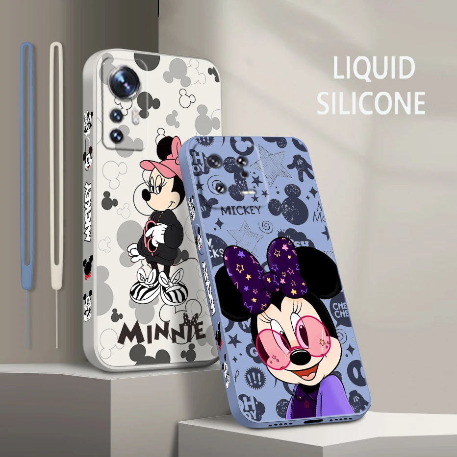 

Fashion Minnie Mickey Cool For Xiaomi Mi 13 12 12T 11 11T 10 10T 9 9SE Lite Pro Ultra A3 Liquid Left Rope Soft Phone Case Fundas