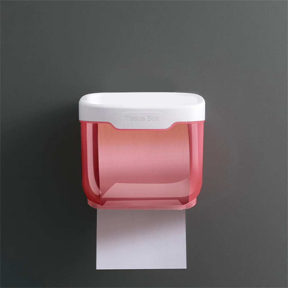 Toilet Paper Holder Wall Mount Bathroom Tissue Box Punch-Free Phone Holder Rack Waterproof Shelf Organizer