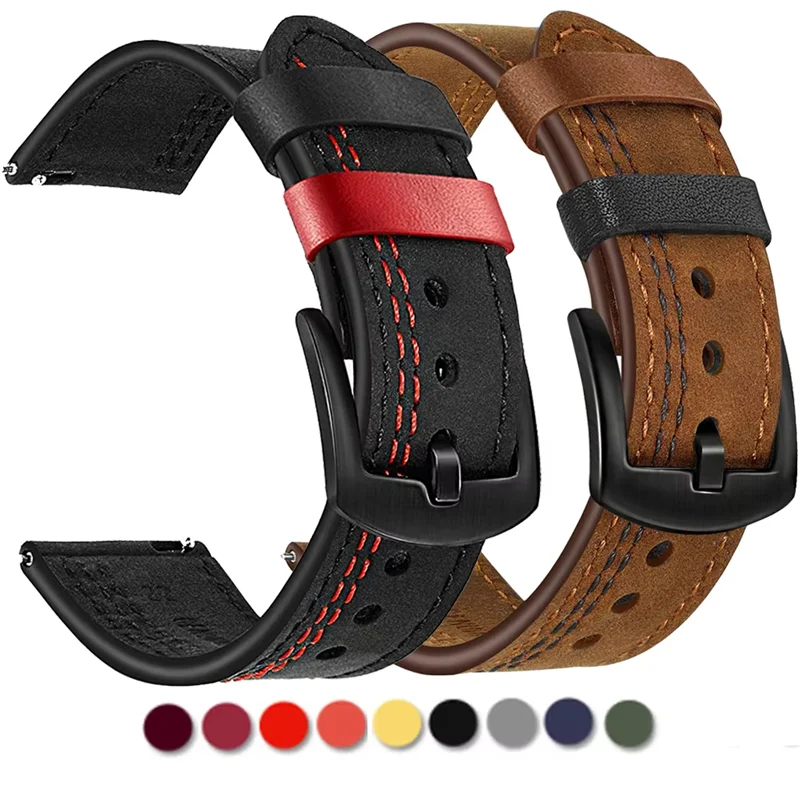 Premium Leather Watch Band - Elegant Strap for 20mm or 22mm Smartwatches