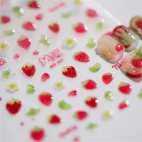1pcs 5D Kawaii Jelly Strawberry Nail Art Stickers Fashion Cartoon Fruit Nail Transfer Slider Decals DIY Decorations Accessories 1