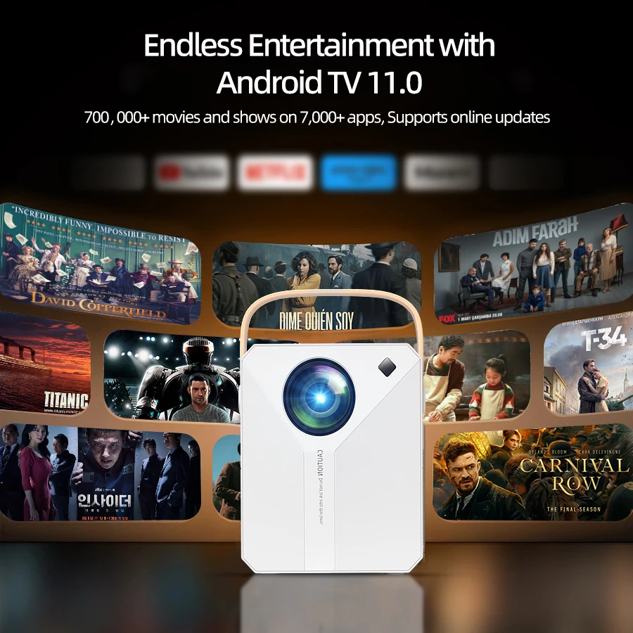 4K Home Ultra HD 5G Projector Built in Android System Built in Sound System Supports Office and Entertainment