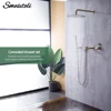 Brushed Gold Bathroom Faucet Shower System Set 3-Function Shower Diverter Valve Round 8/10/12/16 Inch RainShower Tap with bathtu 1