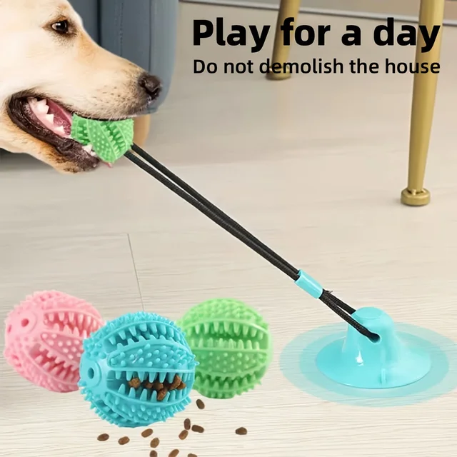Interactive Dog Suction Cup Toy with Sound and Food Leakage - Durable Rubber Training Ball for Puzzle and Tug-of-war Play Interactive Dog Suction Cup Toy with Sound and Food Leakage - Durable Rubber Training Ball for Puzzle and Tug-of-war Play