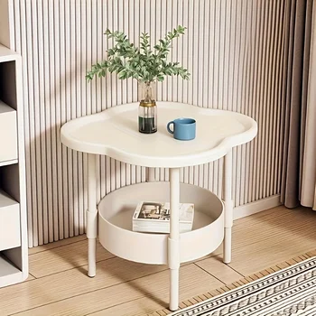 Moderno scaffale mobile circolare con ripiano: organizer in plastica resistente a 2 livelli, design salvaspazio per camera da letto e soggiorno 1