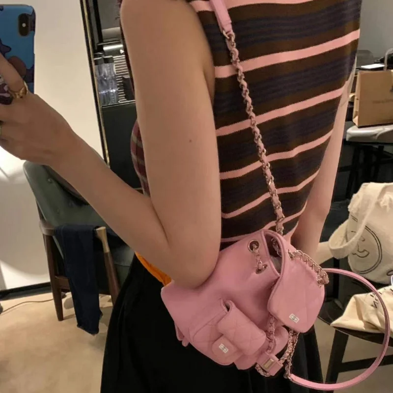 New Fashion Chain Backpack Women Men School Bag for Teenagers Large Capacity Travel Rucksack Casual Trendy Daypack