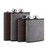 6/8oz Portable Hip Flask Brown Leather Covered Stainless Steel Flask for Alcohol Whiskey Flasks Man Gift 1
