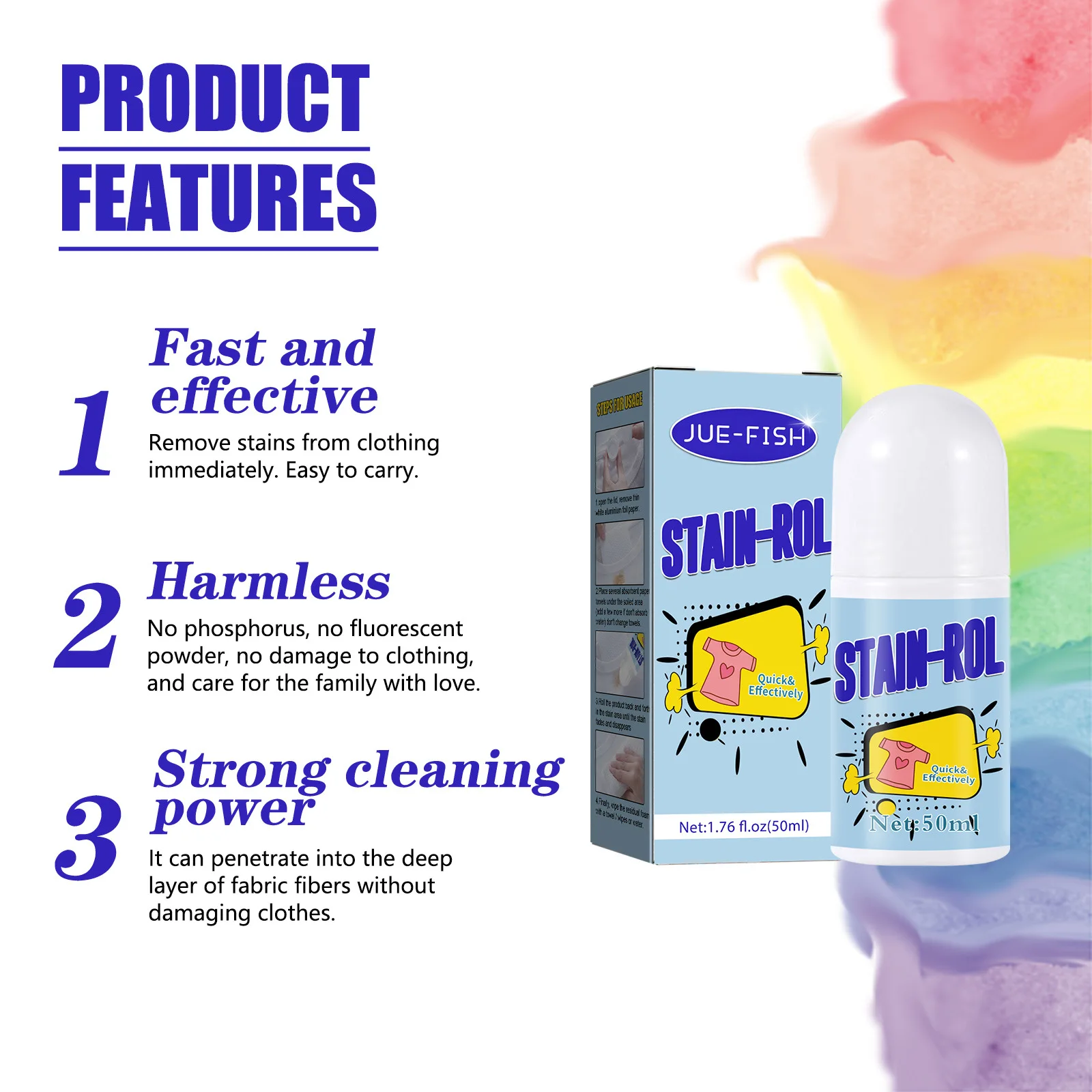 50ML No-wash Clear Liquid Bead Emergency Stain Fast Portable Remover Removing Stain For Clothes Ideal For Instant Stain