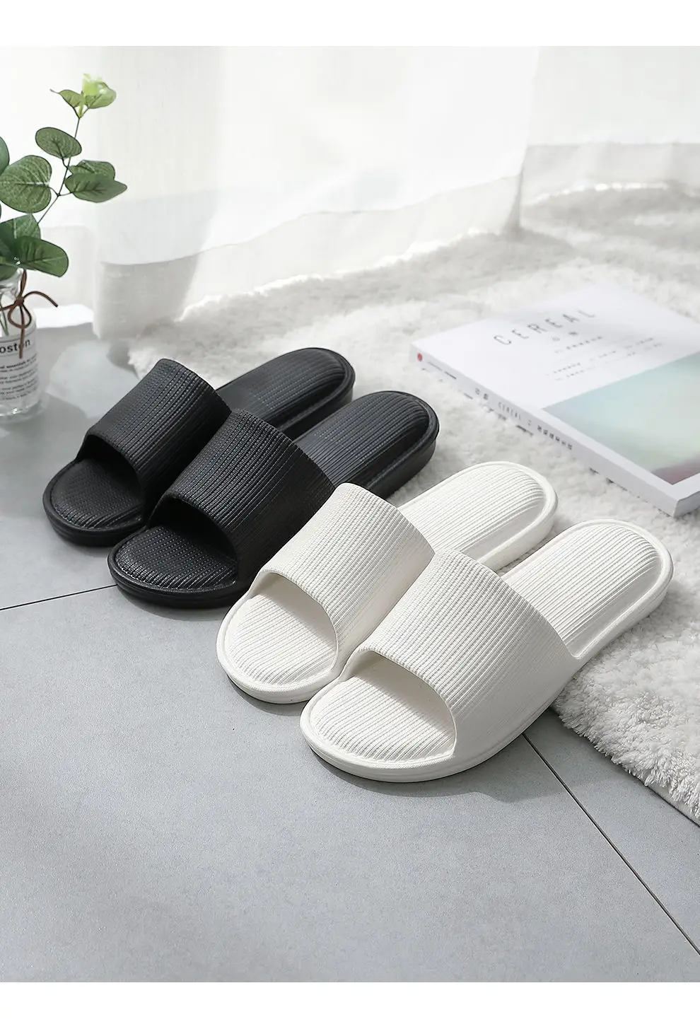 felt house slippers	 2022 new women's slippers summer simple solid color couple slippers non-slip bathroom soft ins tide wear sandals and slippers house slippers black