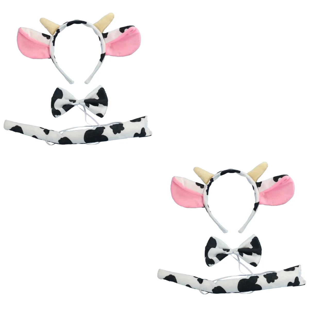 

6 pcs Cow Ears Headband Tail Bowtie Set Children Kids Birthday Party Halloween Costume