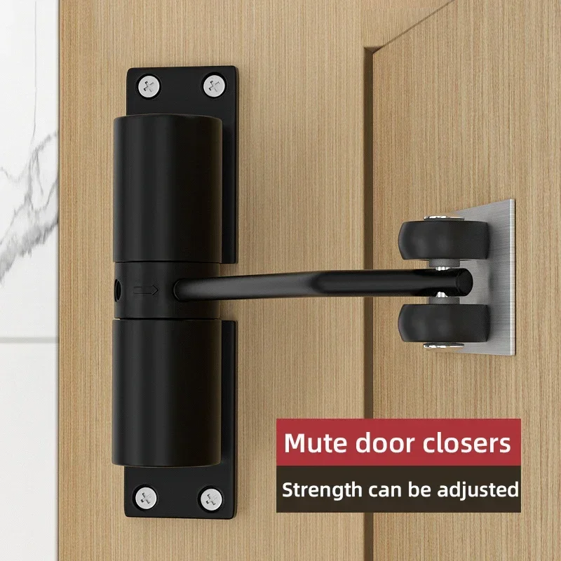 Automatic Adjustable Closer Surface Mounted Automatic Heavy Duty Safety Spring Closer for Interior Exterior Black Door