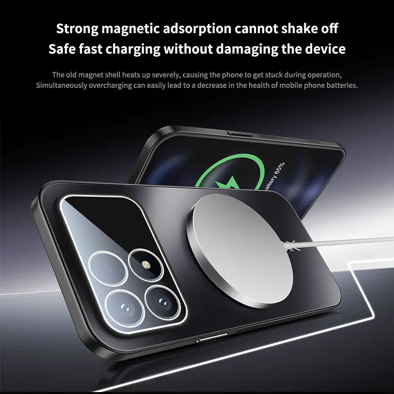 Magnetic Camera Lens Protection Case with Magsafe Compatibility & Matte Frosted Back Cover