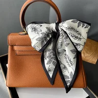 Fashion Print Hair Ribbon Scarf Women Neck Tie Bag Scarfs Satin Silk Skinny Headscarves Ladies Foulard Floral Bands 2022 New 4