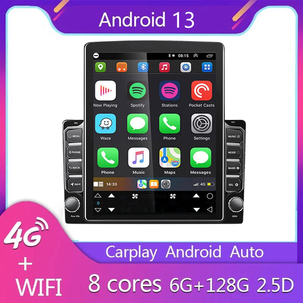 

Автомагнитола 2 Din на Android 13, 9,7 дюйма, GPS, видео, Bluetooth, FM, зеркальное соединение, 8 ГБ + 256 ГБ, USB, Wi-Fi, Carplay, Android, авто, MP5, вертикальный экран
