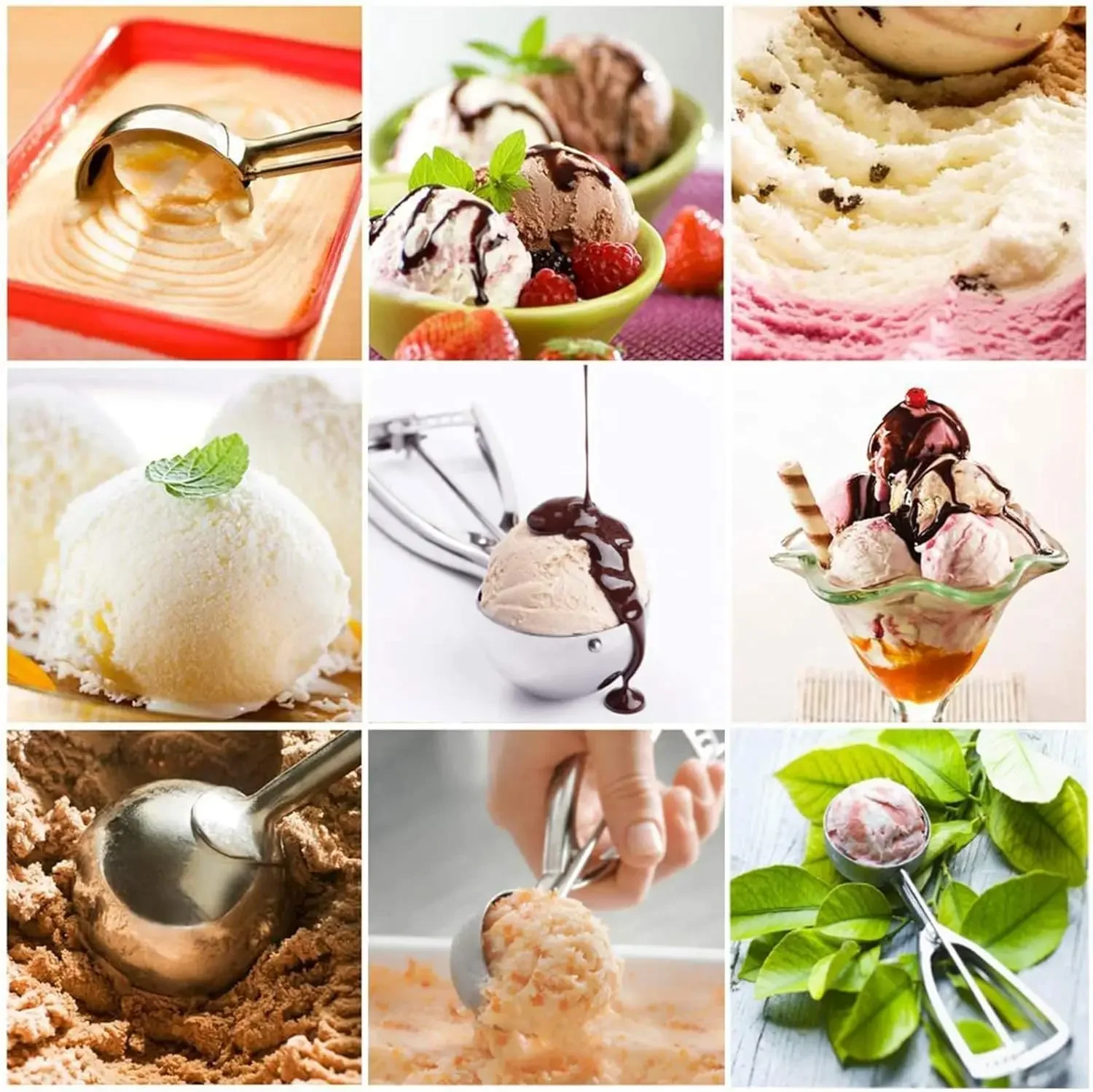 Ice Cream Scoop 3PCS Ice Cream Scoops Set Sharp Blade Ball Thickened Gear Design Washable for Fruits Meatball Baking & Party