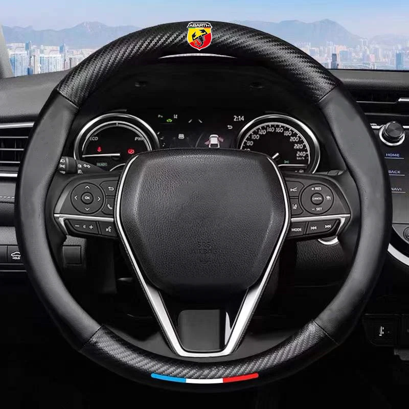 Carbon Fiber Leather Car Steering Wheel Covers Luxury Car steering