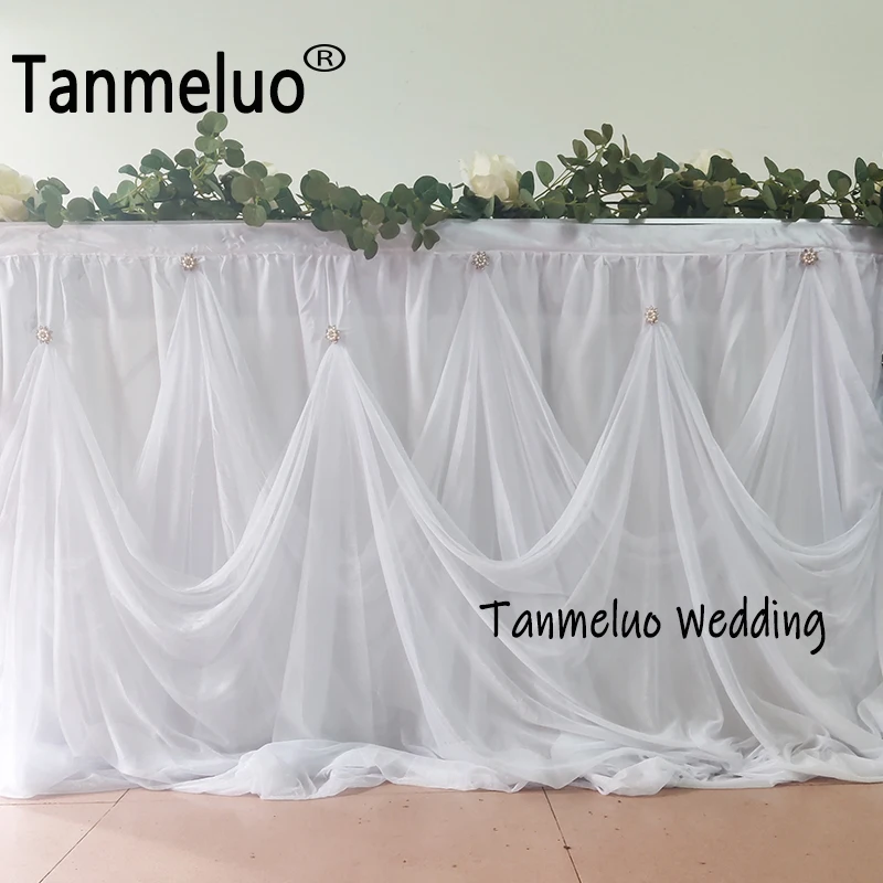 Tanio Biały obrus stołowy z tiulu prostokąt z klamrą obrus na ślub sklep