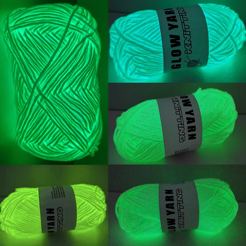 2 Roll 70m Knitting Yarn Glow in The Dark Acrylic Yarn Skein Soft