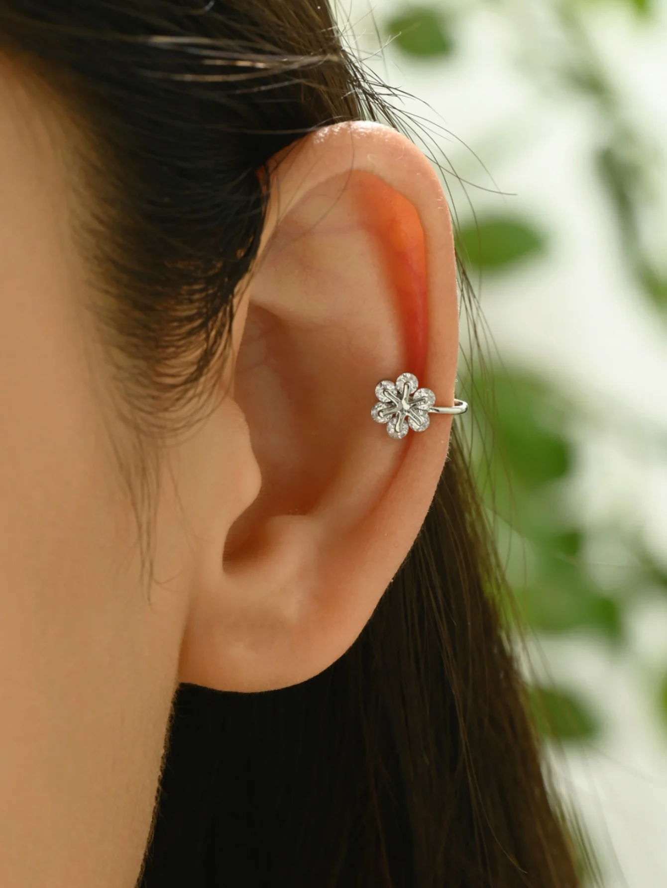 Sweet Mini Cubic Zirconia Flower Ladies Ear Clip
