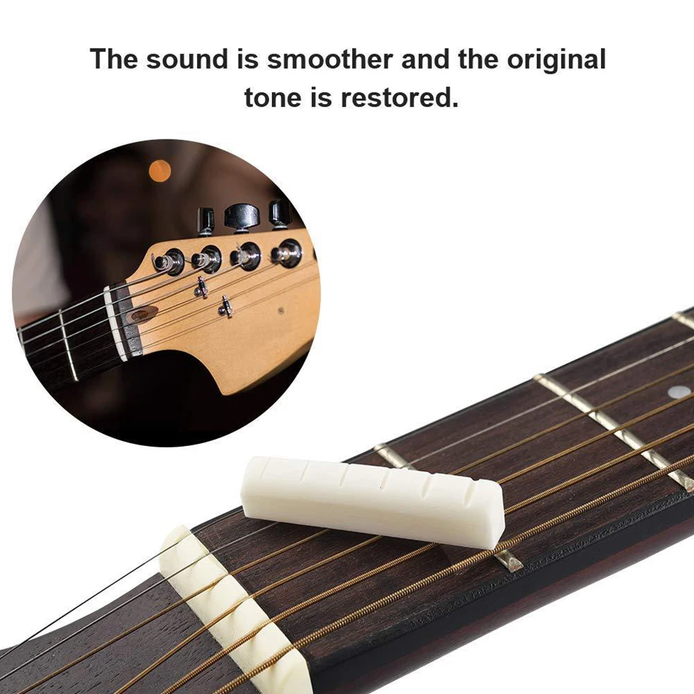 

2 Sets Of 4 Pcs 6 String Acoustic Guitar Bone Bridge Saddle 72mm And Nut 43mm White Replacement Spare Part Guitar Parts
