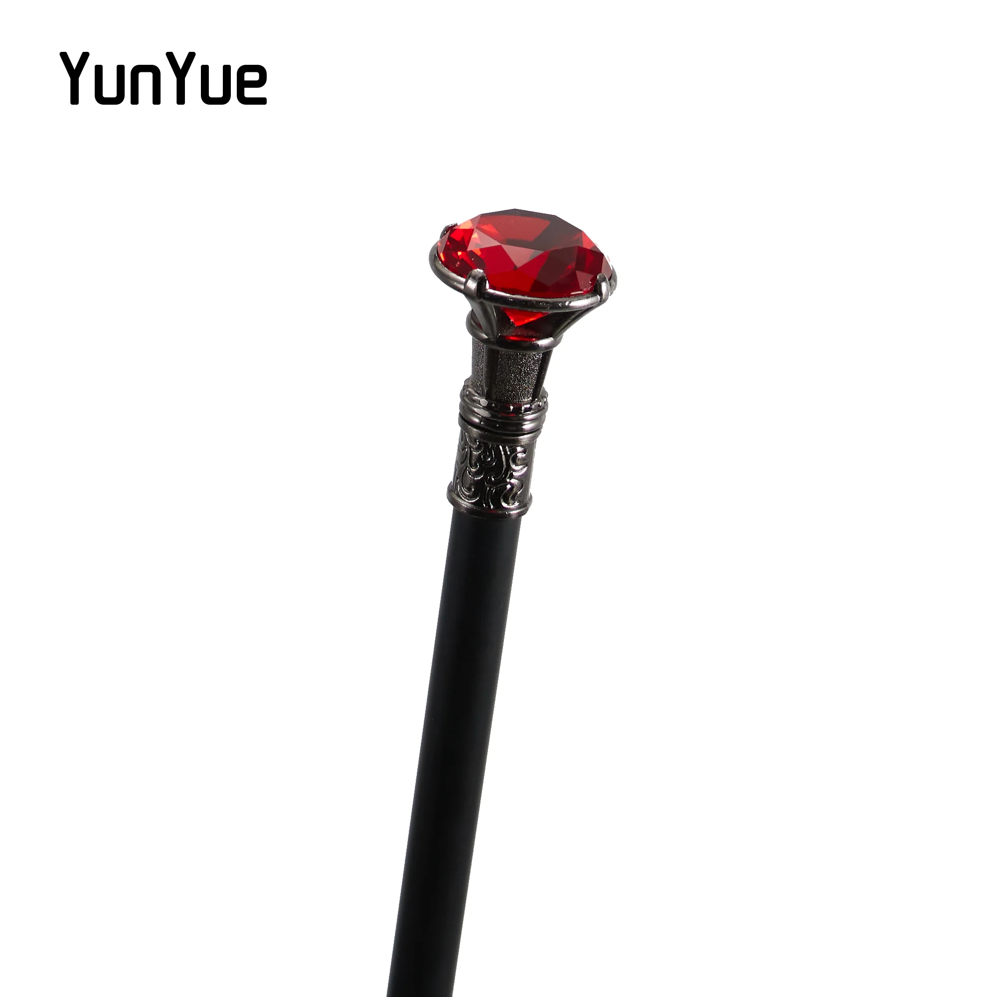 Red Diamond Type Silver Walking Cane Gentleman Elegant Fashion Decorative Walking Stick Women Vintage Cosplay Crosier Knob Cane