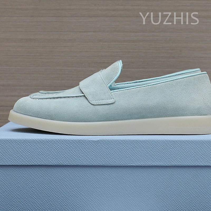 

Unisex Multicolor Flat Casual Shoes Women Cow Suede Slip On Loafers Spring Fashion Brand Slip On Shoes Men Cozy Runway Shoes