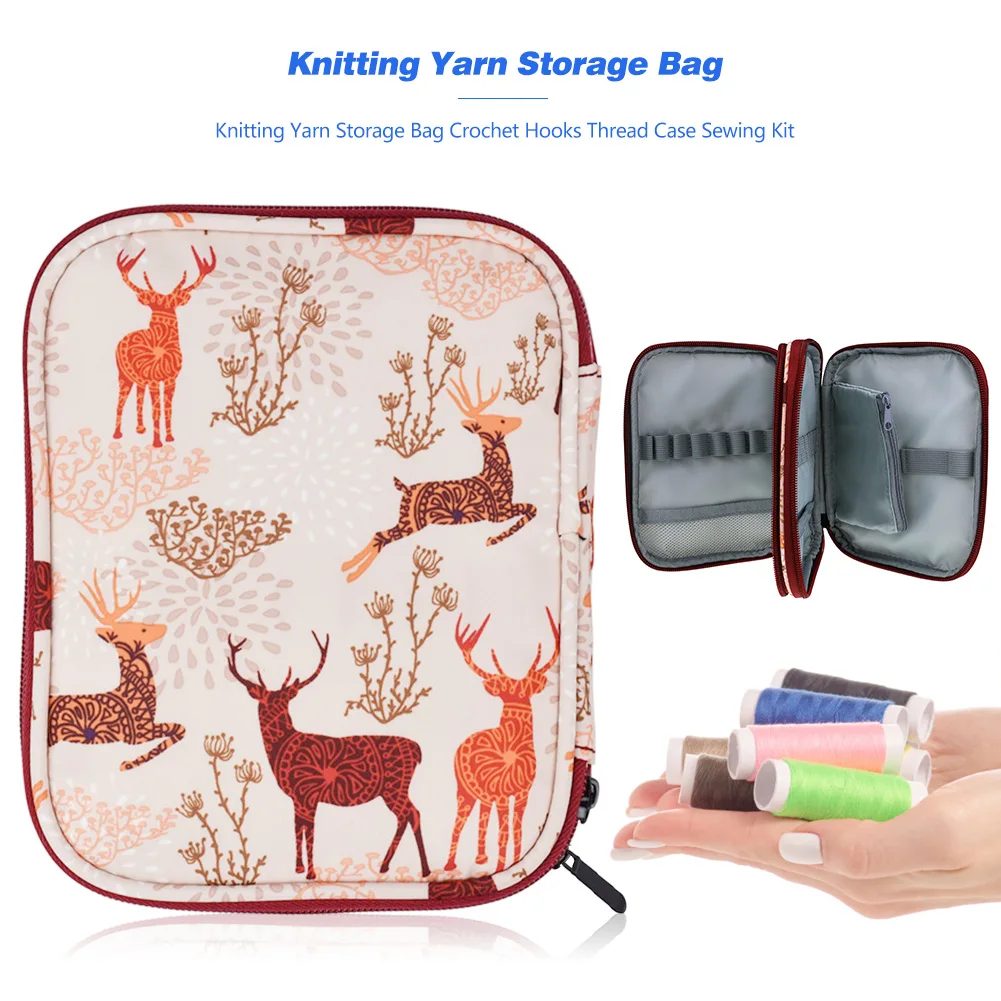 Knitting Yarn Storage Bag Case Crochet Hooks Thread Sewing Kits