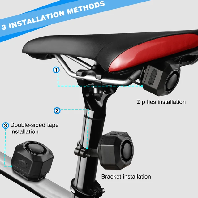 USB Rechargeable Bike Alarm with Remote Control Wireless Bicycle Vibration Alarm Motorcycle Alarm Security Protection 3