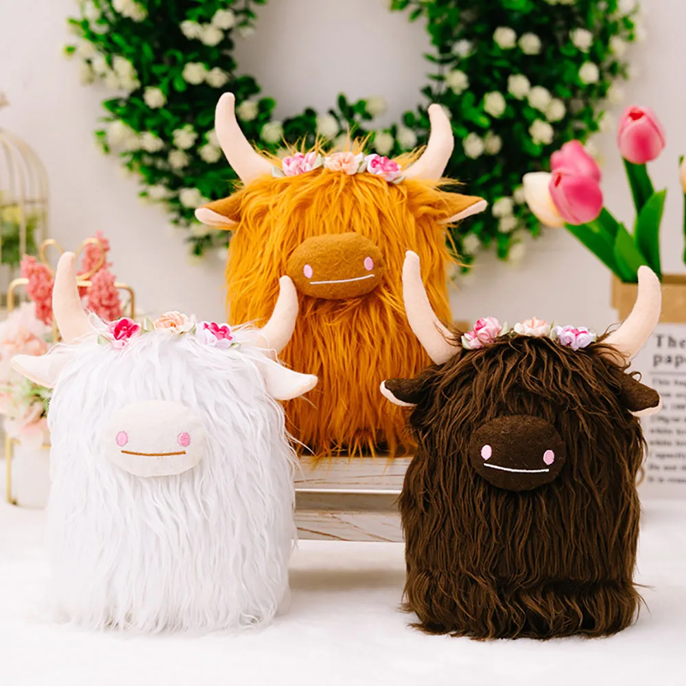 

Plush Simulation Doll Home Furnishings Highland Cow Creative New Style Children's Doll Festival Gift Christmas Home Decoration