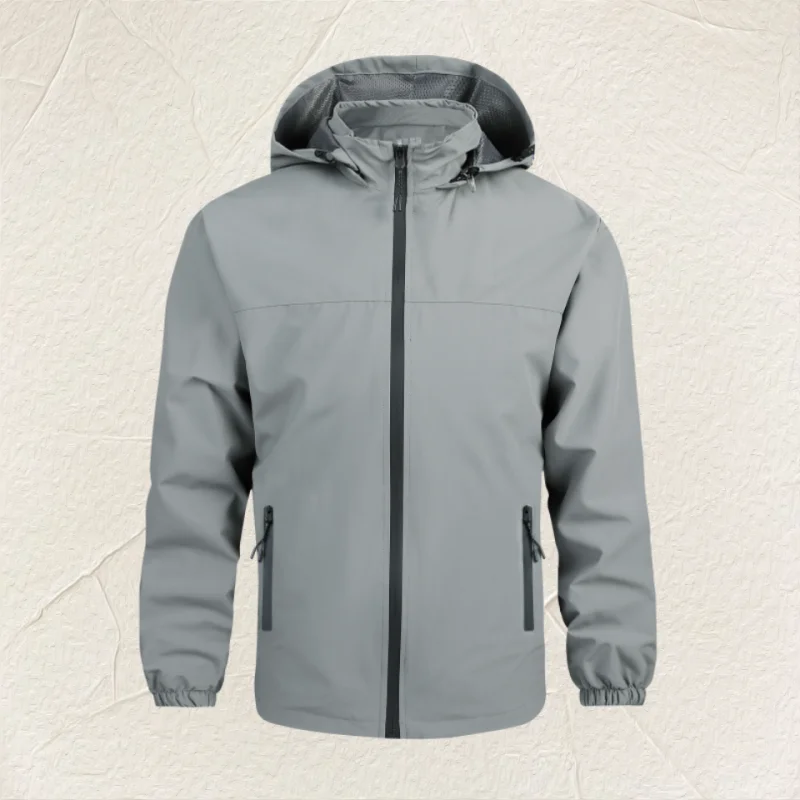 Autumn Waterproof Jacket Men's Casual All-match Solid Color Detachable Hooded Coat Outdoor Sports Fishing Windbreaker New