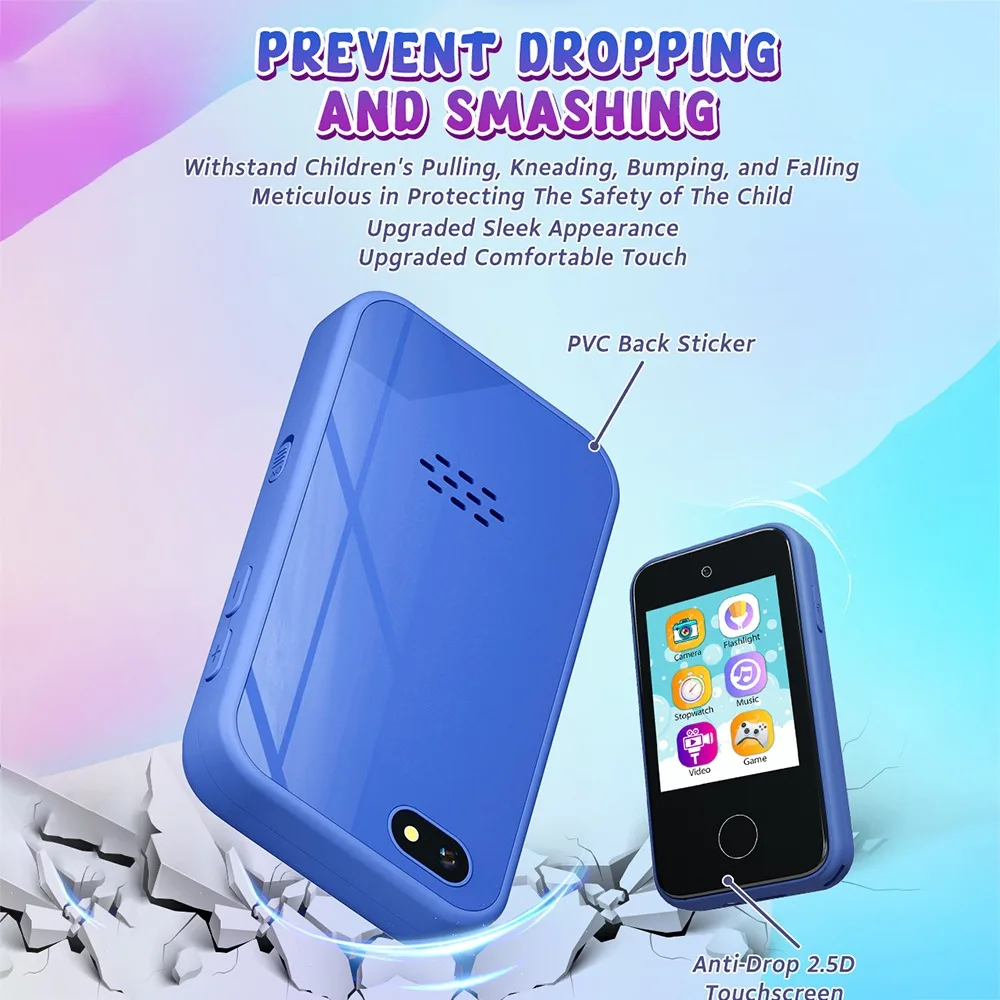 Dual Camera Children's Electronic Toy Mobile Phone Type-C Charging IPS Touch Model HD Photo Recording MP3 Player for Children's