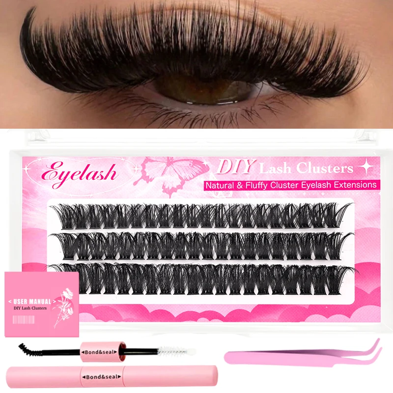 30D40D50D80D DIY Eyelash Extension Kit with Tweezers, Glue and Seal Reusable Single Eyelashes for Party Stage Festival Eye Makeu