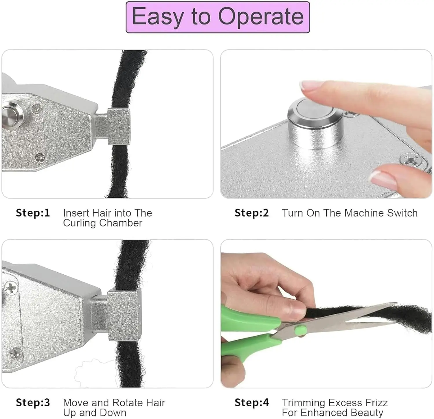 Upgrade Automatic Dreadlock Machine Braided Holes,Easy DIY Instant Dreadlocks Maker No Needle Change Required Portable 4