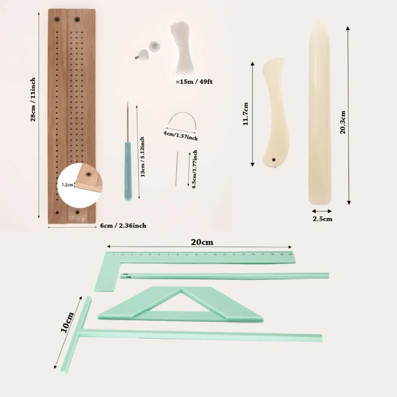 Bookbinding Set L Ruler T Ruler Spacing Guide Corner Cutting Square Binding Tool Sewing Needle