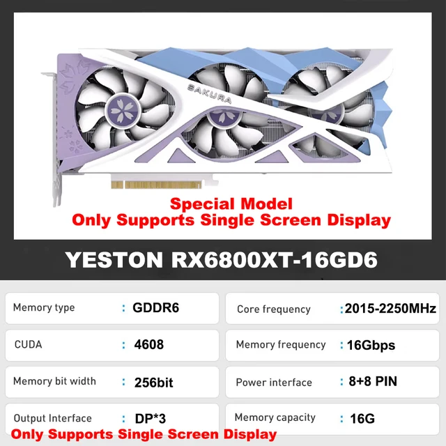 YESTON New RX6800XT RX 6600 RX 6650 XT RX 6750 XT RX 6500 XT