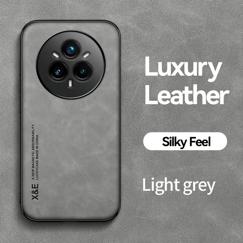 Luxurious Leather Phone Case with Car Magnetic Holder and Soft TPU Frame