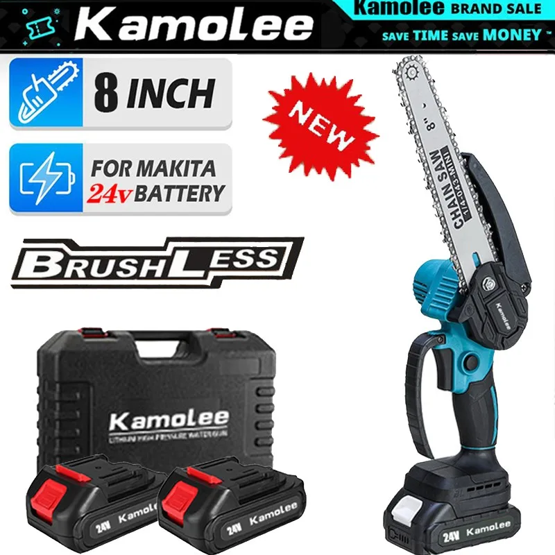 Kamolee Brushless Electric Chain Saw 24V 4/6/8 Inch Mini Chainsaw Wood  Cutter Pruning Garden Power Tool For Makita 18V Battery - AliExpress
