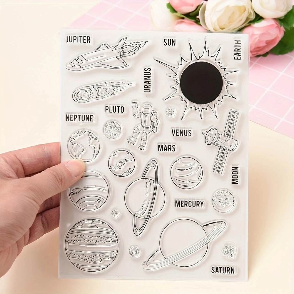Decorative Planet Clear Stamps Transparent Silicone Stamp 1PC for DIY Scrapbooking Journal Card Making Album Paper Crafts