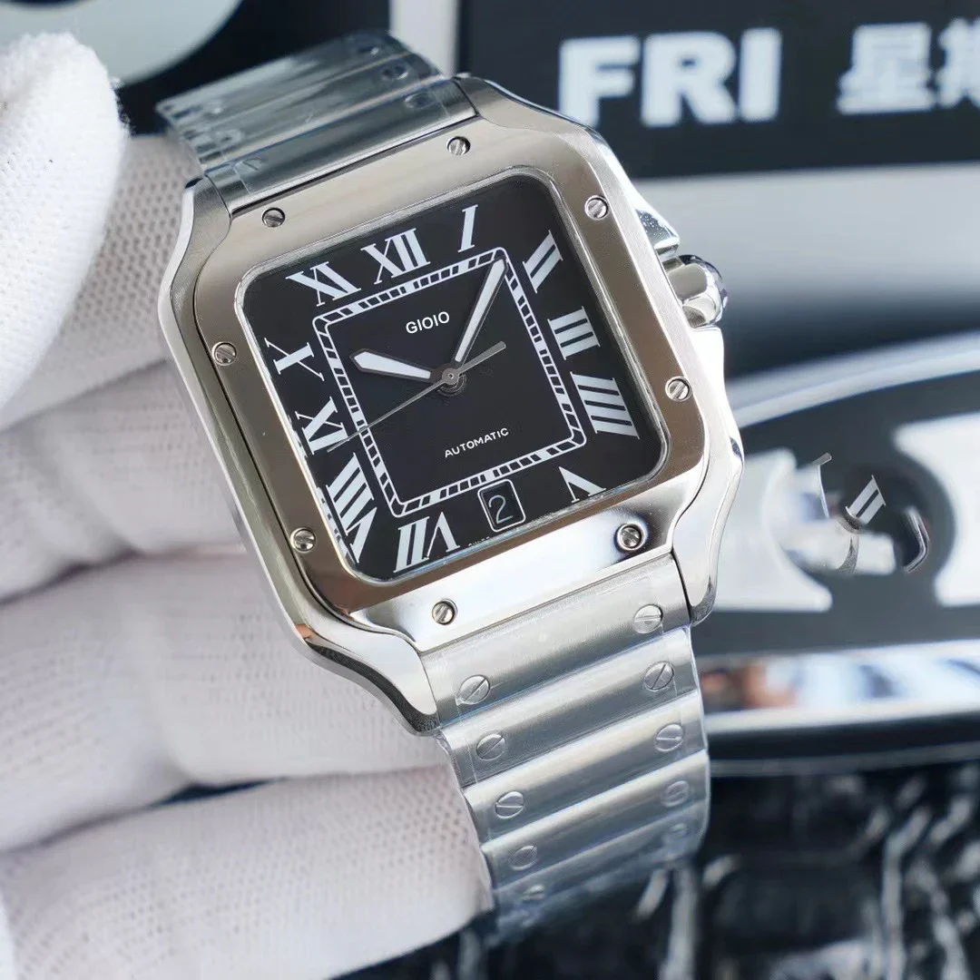   하이 퀄리티 럭셔리 브랜드 디자이너 남성 시계, 방수 자동 기계 시계, 산토스 WSSA0009 WSSA0037 904 스틸 aaa 시계 