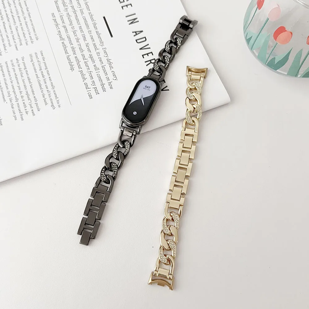 Silver Bling Luxury Metal Bracelet for Women - Dressy Chain Strap for Smart Bands