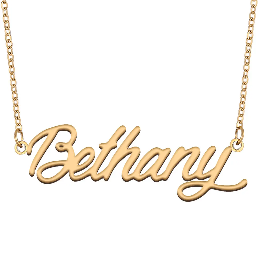 

Bethany Name Necklace for Women Stainless Steel Jewelry Gold Color Nameplate Pendants Collares Para Mujer Letters Choker