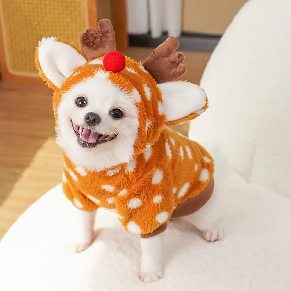 Cute Elk Pet Christmas Clothes Plush Cartoon Puppy Vest Soft Warm Cat Accessories Winter pet clothes